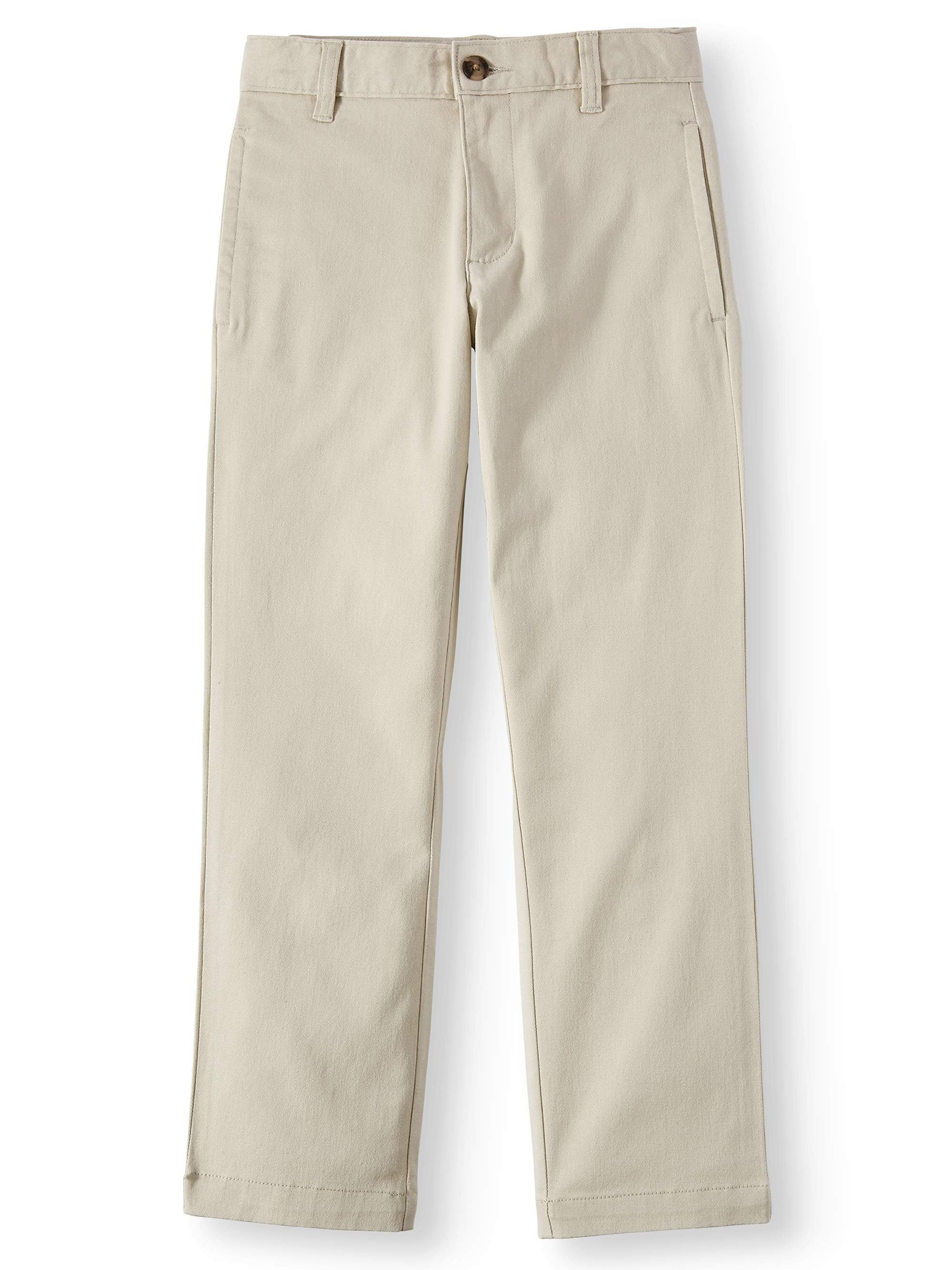 Wonder Nation Boys' School Uniform Stretch Chino Pants, Sizes 4-18, Slim & Husky | Walmart (US)