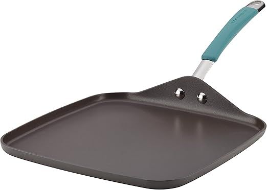 Rachael Ray Cucina Hard Anodized Nonstick Griddle Pan/Flat Grill, 11 Inch, Gray with Agave Blue H... | Amazon (US)