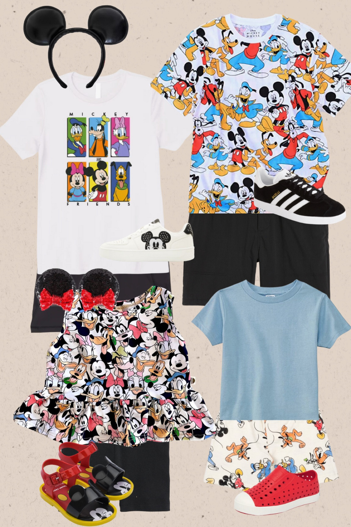 Coordinate the family on your next Disney trip in these fun Mickey and Friends looks!

Black bike shorts for the girls. 

Mickey shorts for little guy is part of a set! 

Dad in a laid back T-shirt. 

#disneystyle #disneyoutfit #disneytrip #disneyworld #disneyland 

#LTKfamily #LTKtravel #LTKkids