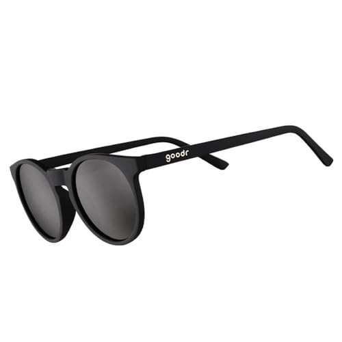 goodr It's Not Black It's Obsidian Polarized Round Sunglasses, Small Sized (Circle G), Black Solid Frames with Mirrored Reflective Lens, UV400 Protection, No Slip, No Bounce | Amazon (US)