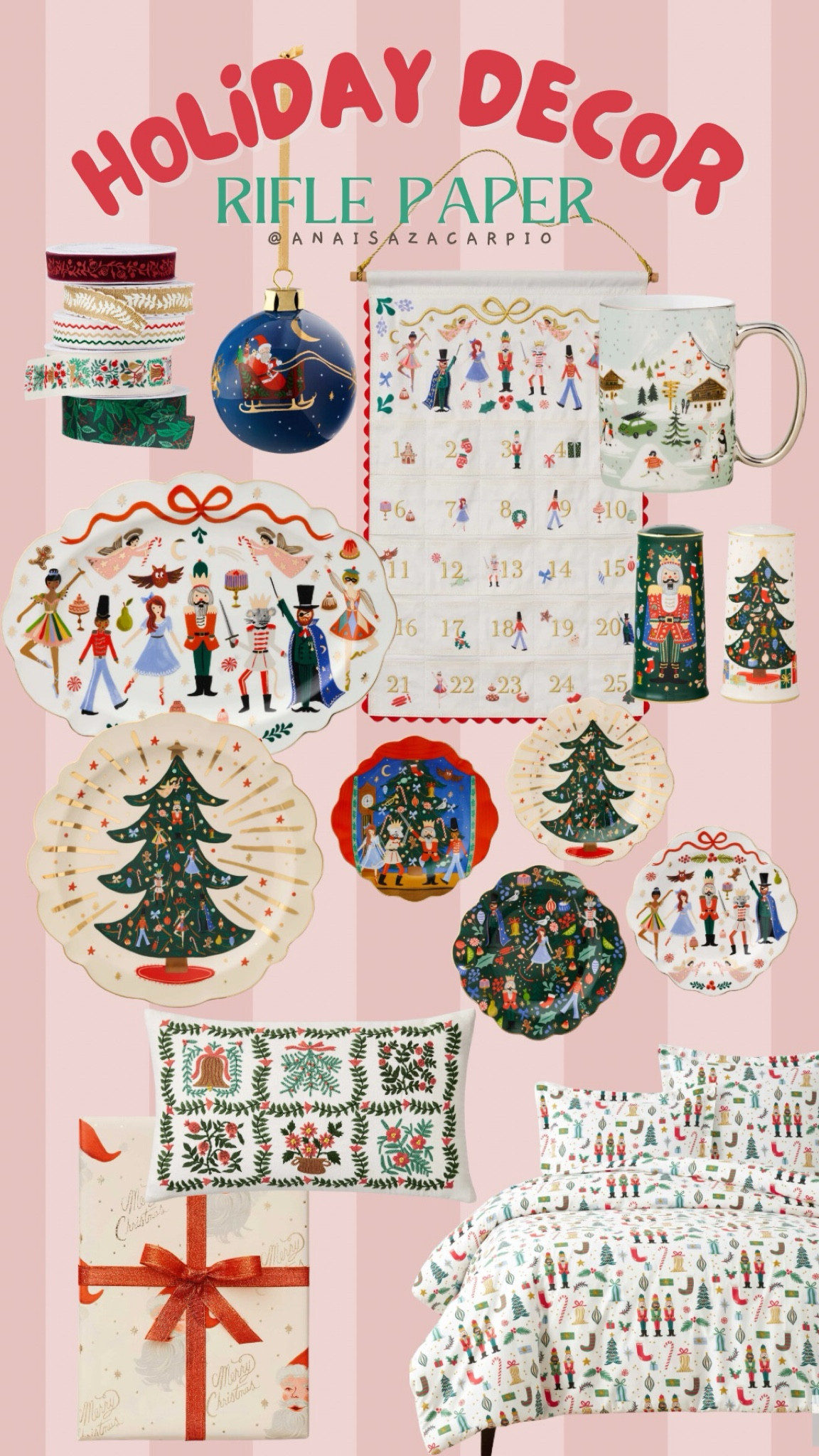 Christmas Holiday decor
Plates
Advent calendar
Tray
Wrapping paper
Pillow
Bedding
Mugs

#LTKHome