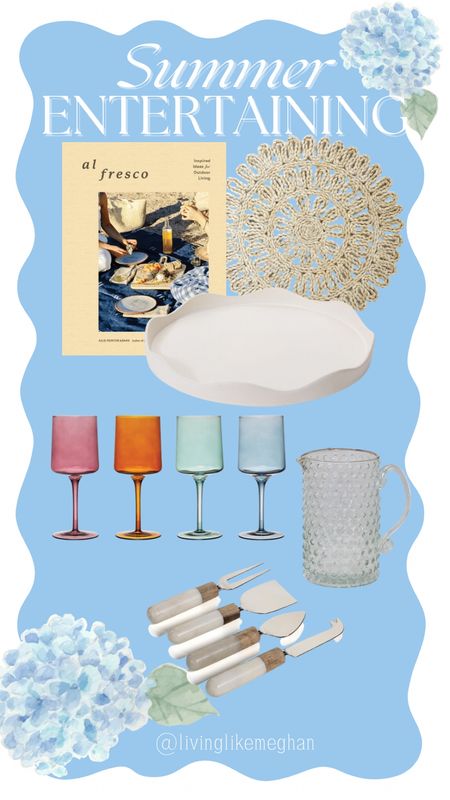Summer entertaining





Sumemer hosting, dinner party, hosting, colored wine glasses, hobnail pitcher, cheese board, cheese knives, raffia placemat, book, tablescape, dining, dinner idea, kitchen finds, hosting must haves, gift ideas, gift for her, house warming gift, new home

#LTKHome #LTKSaleAlert #LTKSeasonal