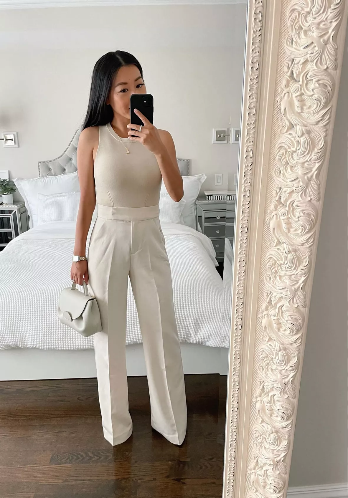 White Flare Pants with White Sweater Outfits (3 ideas & outfits)
