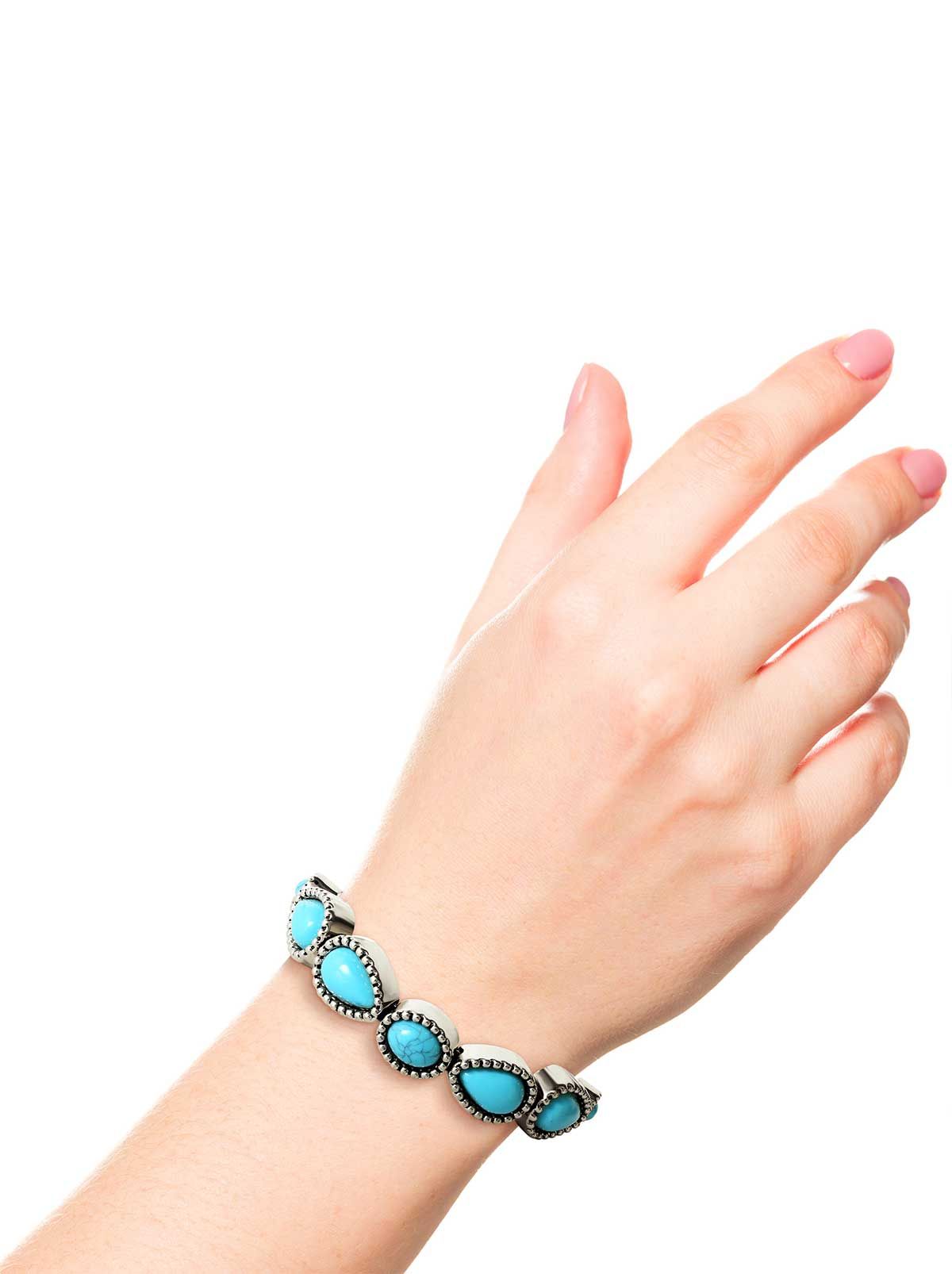 Turquoise Stone Slider Bracelet in Silver | Jessica Simpson E Commerce