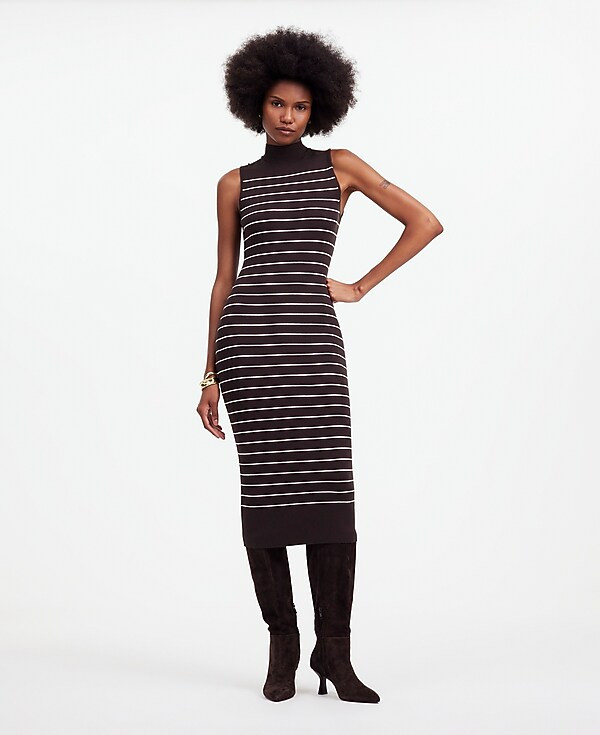 The Signature Knit Mockneck Sweater Dress in Stripe | Madewell | Madewell