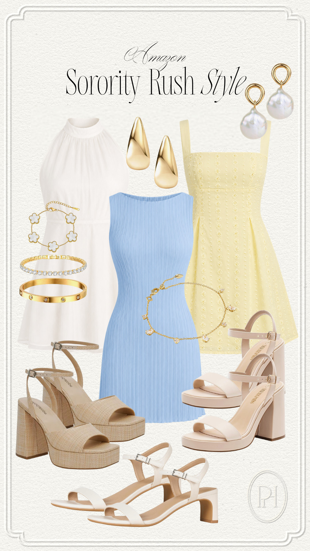 Amazon finds that are perfect for sorority rush this fall!

college fashion, sorority style, sorority style, mini dress, white dress, blue dress, yellow dress, body con dress, a-line dress, platform sandals, neutral sandals, block heel sandals, high heeled sandals, summer shoes, white sandals, bracelets, earrings, pastel dresses 

 #LTKgrwm #LTKootd #LTKSeasonal
