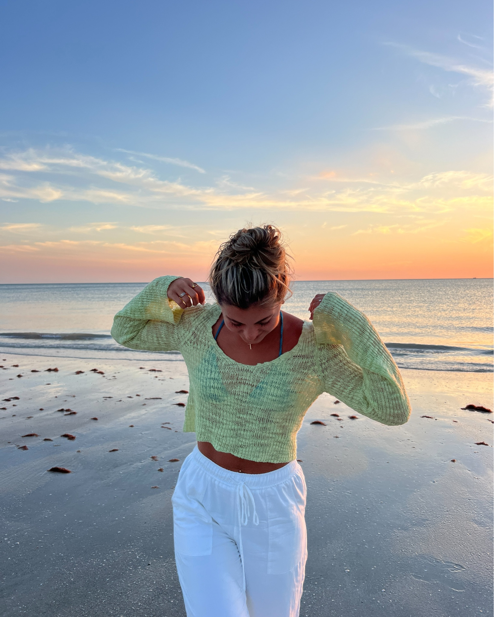 beach sunset outfit 💚🌴 
greybandit code: libby (to save extra $$)

beach coverup, white pants, summer outfit, linen pants, bikini

#LTKswim #LTKSeasonal #LTKstyletip