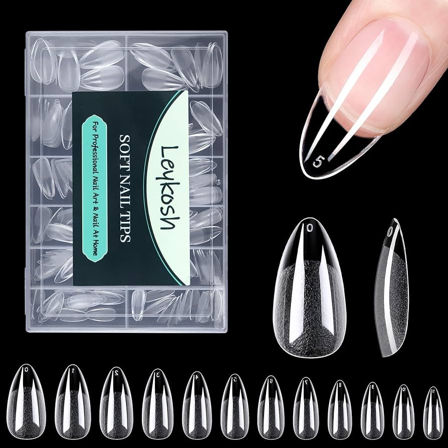 Medium Almond Nail Tips, 216pcs Acrylic Fake Nails Gel Nail Tips Soft, Full Cover Pre-Shaped Matt... | Amazon (US)