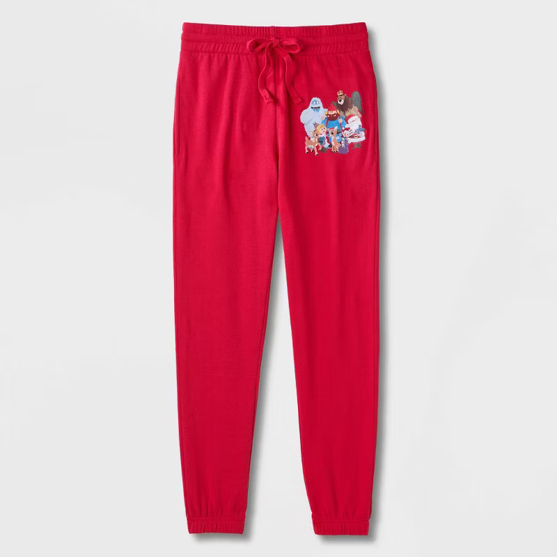 Adult Rudolph Graphic Jogger Pants - Red | Target