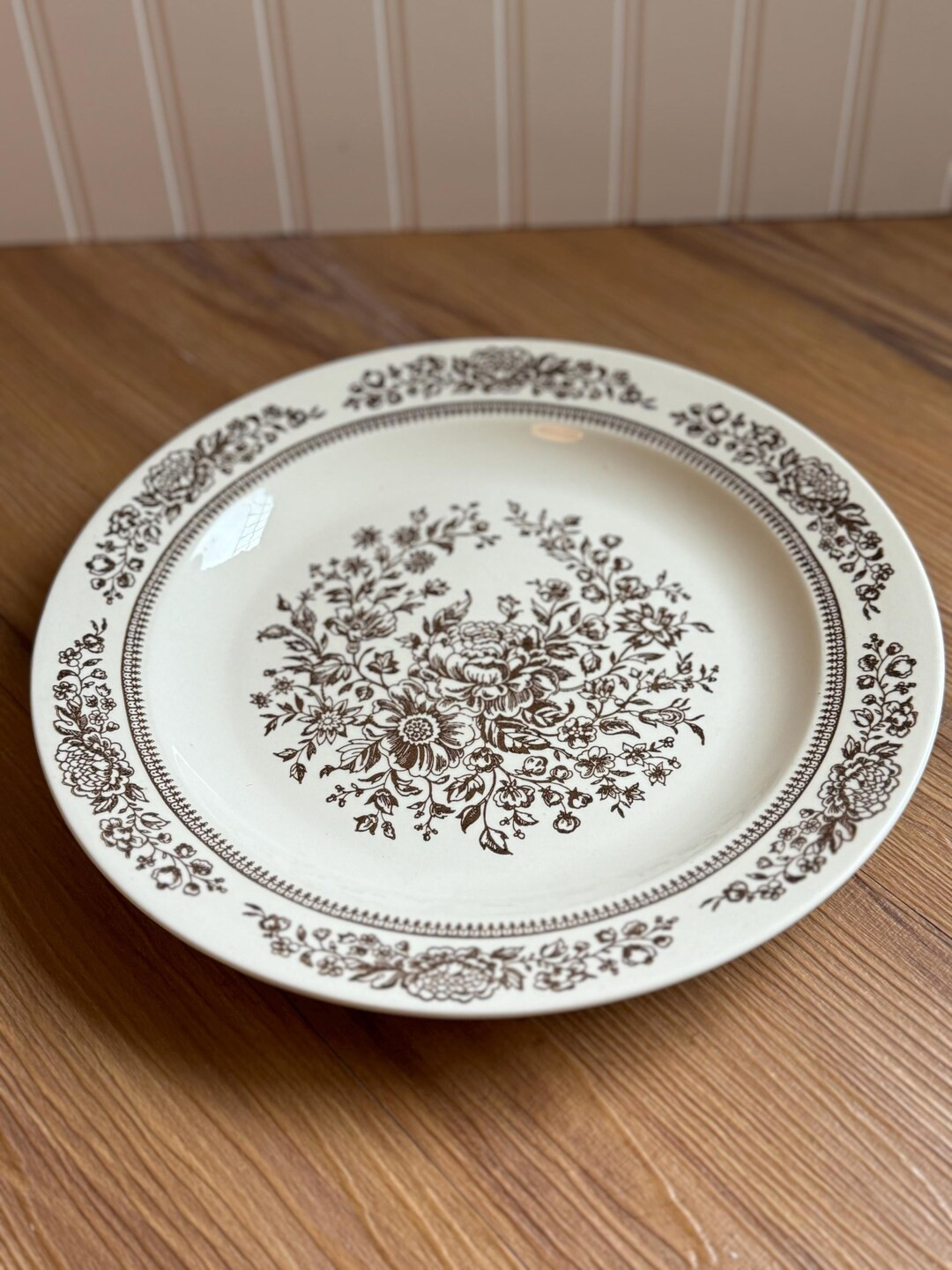 Vintage Sussex by Roal Ironstone 10 Dinner Plate Platter off White Cream With Brown Florals Thank... | Etsy (US)