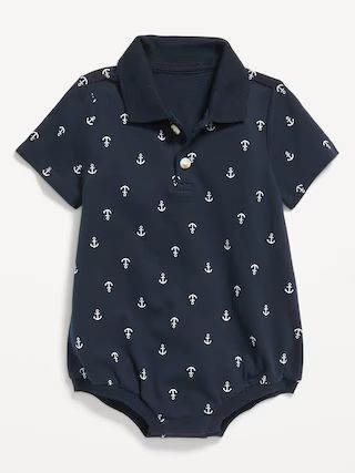 Printed Short-Sleeve Polo Romper for Baby | Old Navy (US)