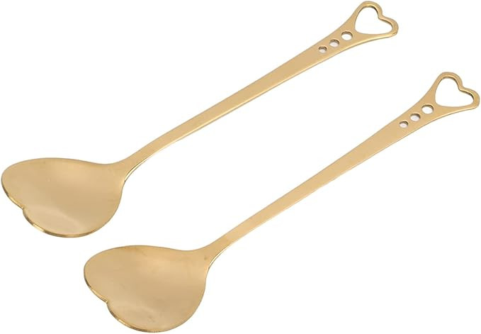 2Pcs Coffee Dessert Spoon, Heart Shaped Design Metal Stirring Spoon for Tea Dessert Drinks Ice Cr... | Amazon (US)