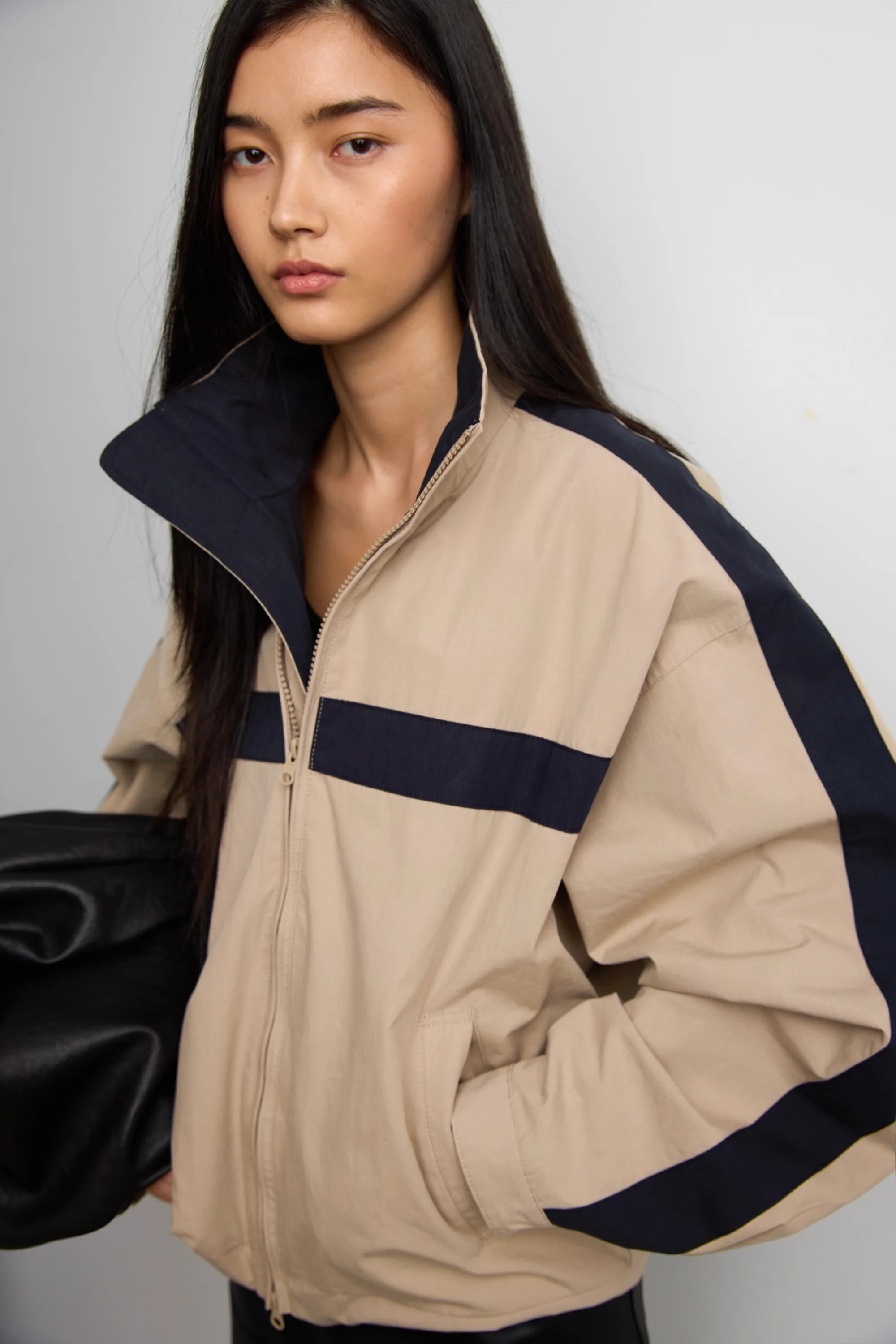 WINDBREAKER ZIP-UP JACKET Beige / Small | OAK + FORT