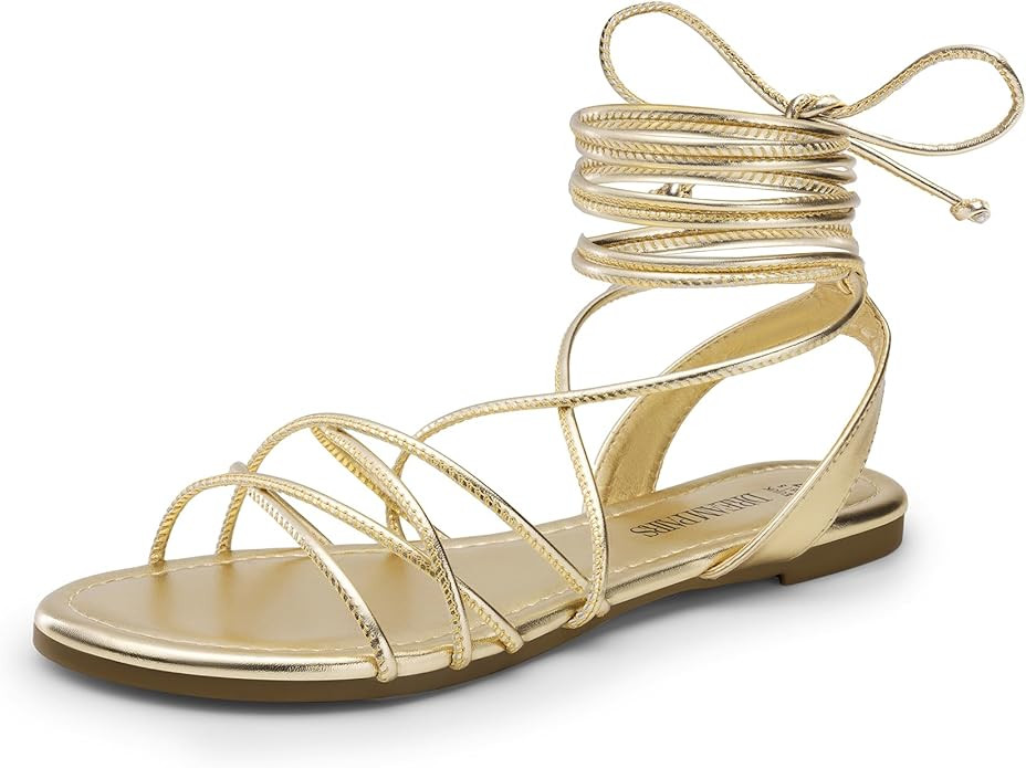 DREAM PAIRS Lace-up Gladiator Sandals Strappy Dressy Summer Flat Sandals for Women | Amazon (US)