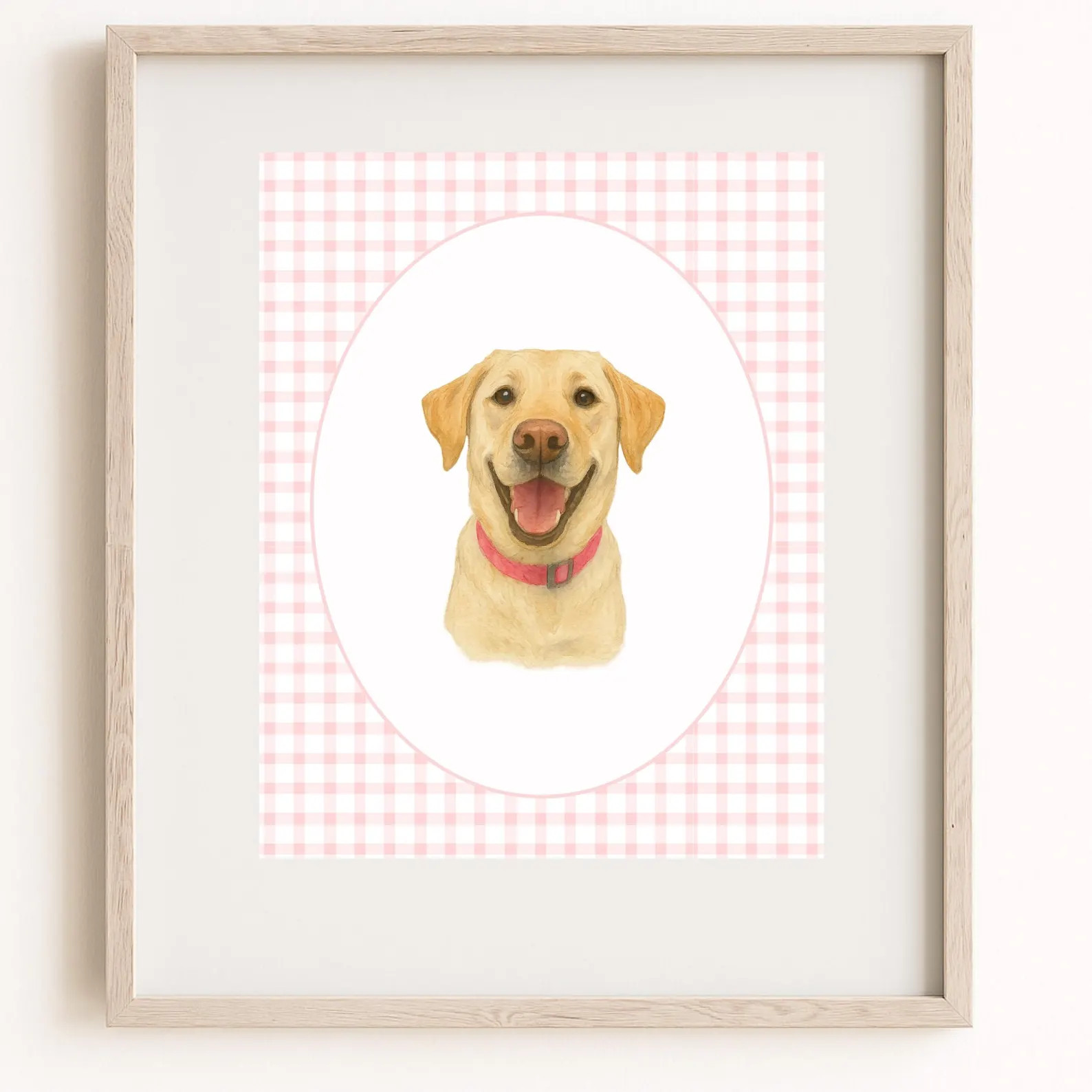 Custom Watercolor Dog Portrait Nursery Print – Mini Pet Painting With Gingham Frame – Pet Nur... | Etsy (Global)