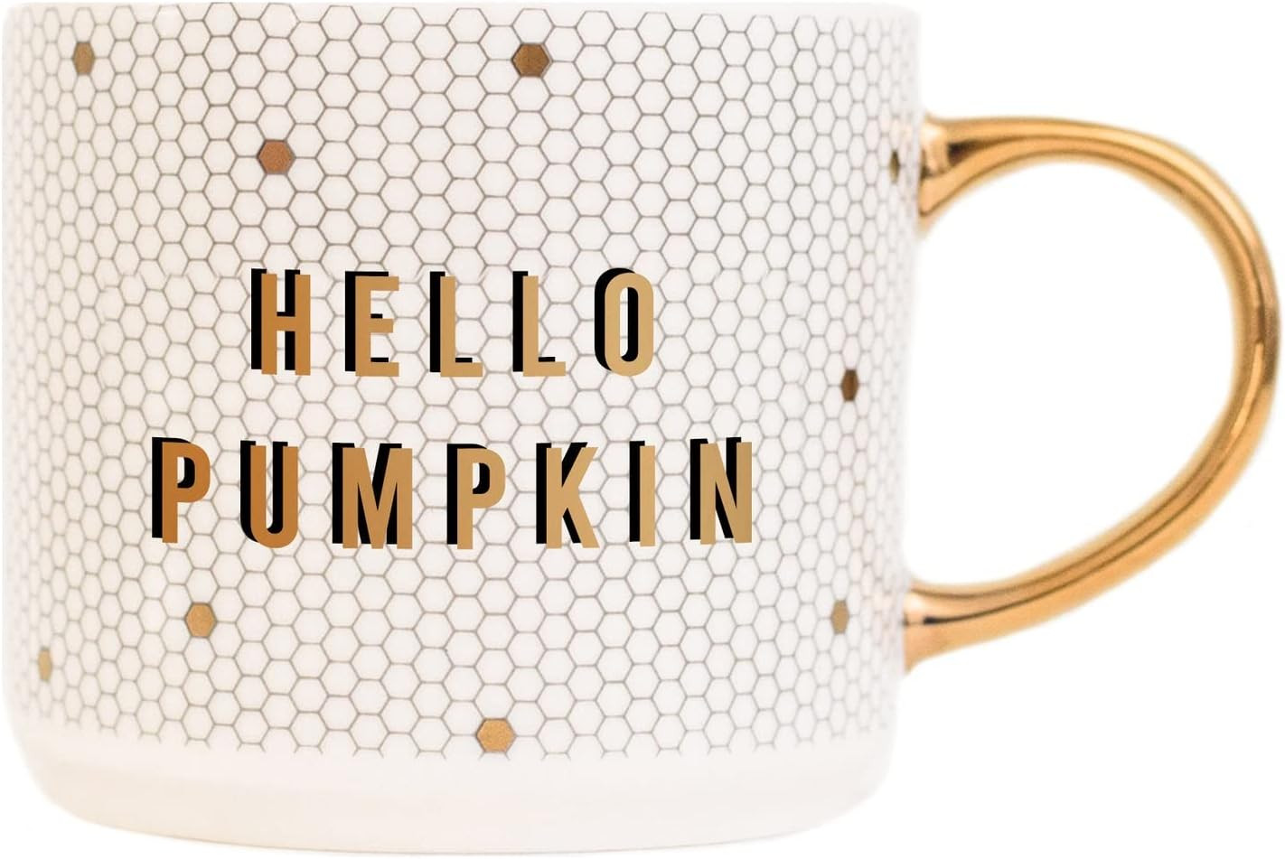 Sweet Water Decor Honeycomb Tile Coffee Mugs | Novelty Coffee Mug with Gold Handle | Microwave & ... | Amazon (US)