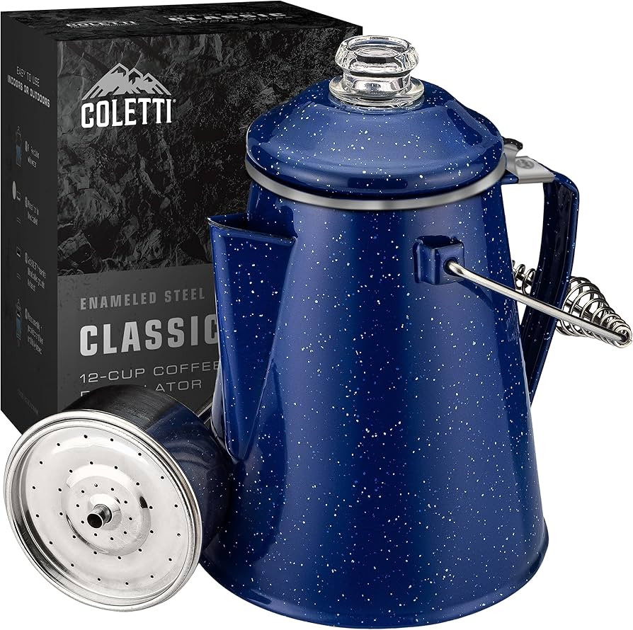 COLETTI Classic Camping Coffee Percolator - 12 Cup Enamelware Pot for Campsite, Cabin, Hunting, F... | Amazon (US)