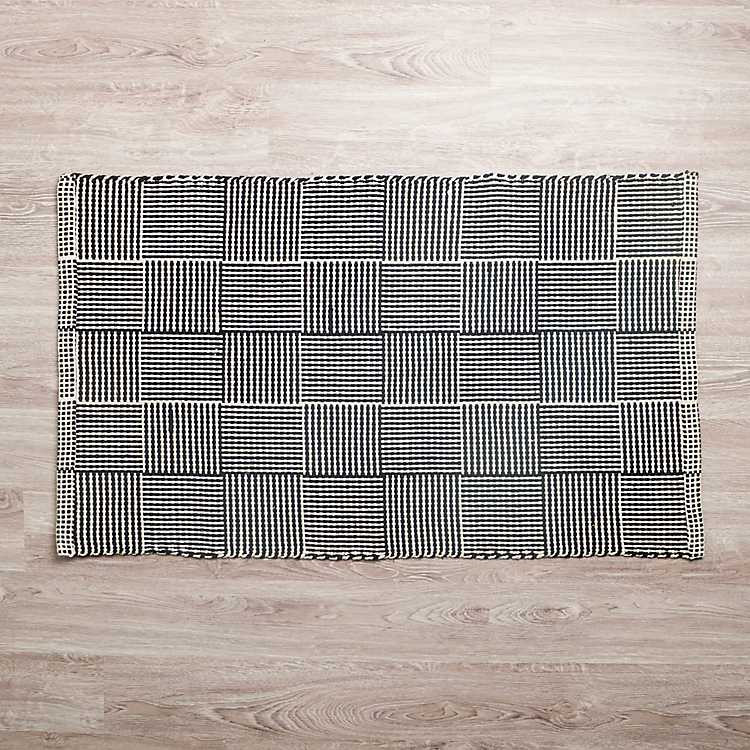 New! Black Basketweave Scatter Rug | Kirkland's Home
