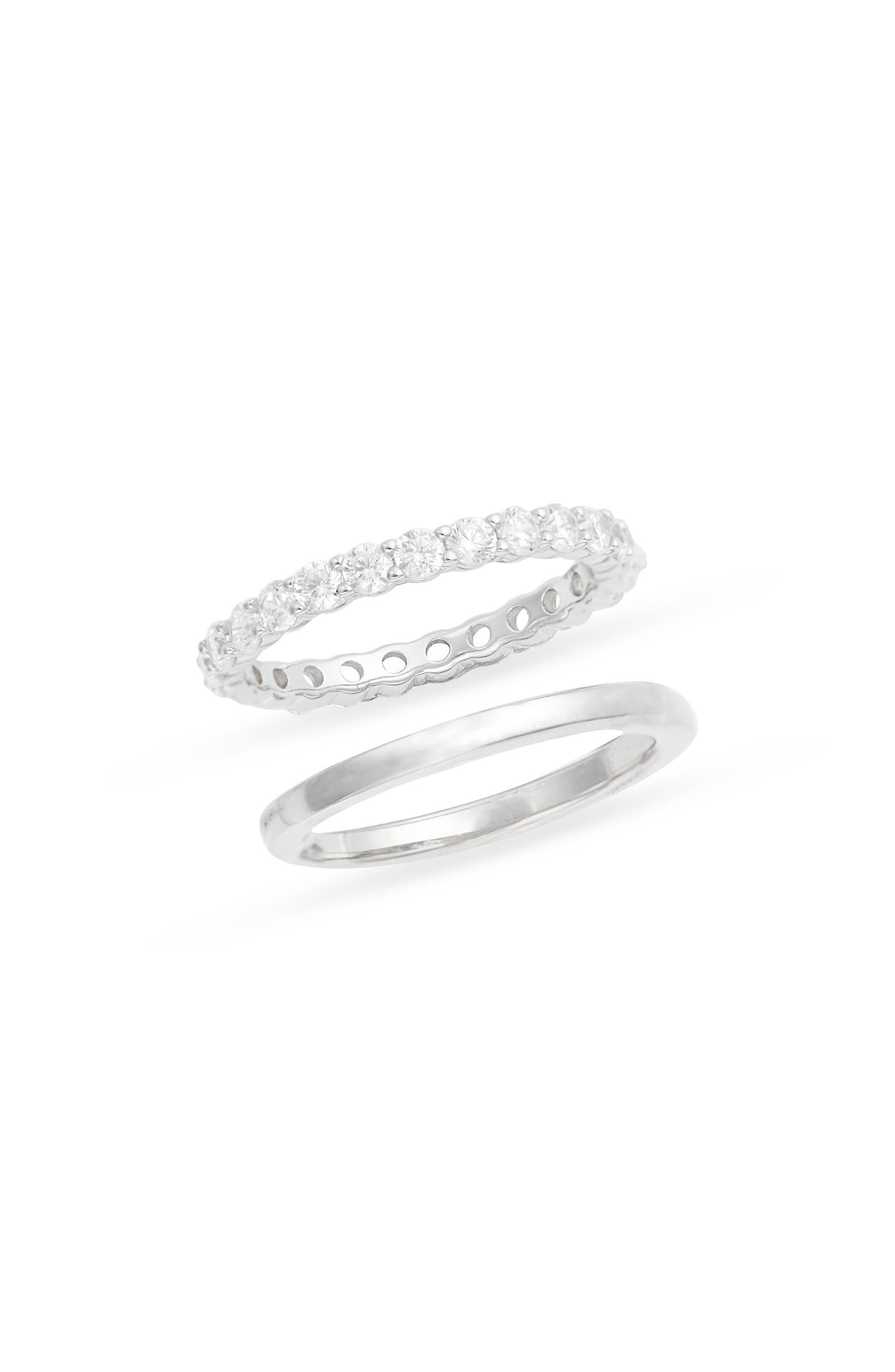 Nordstrom Set of 2 Band & Pavé Ring | Nordstrom | Nordstrom