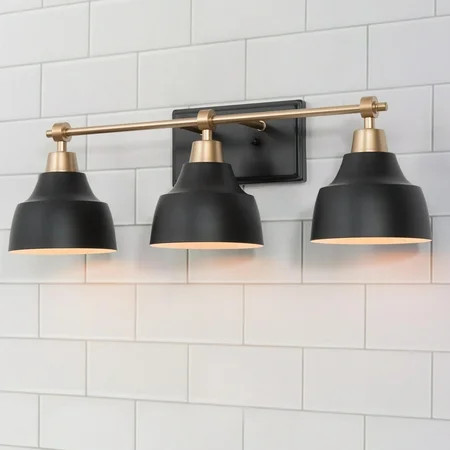 Modern Black Gold 3-light Bathroom Vanity Lights Metal Wall Sconces - Black and Gold - L24.5" x W 7"x H 8" | Walmart (US)