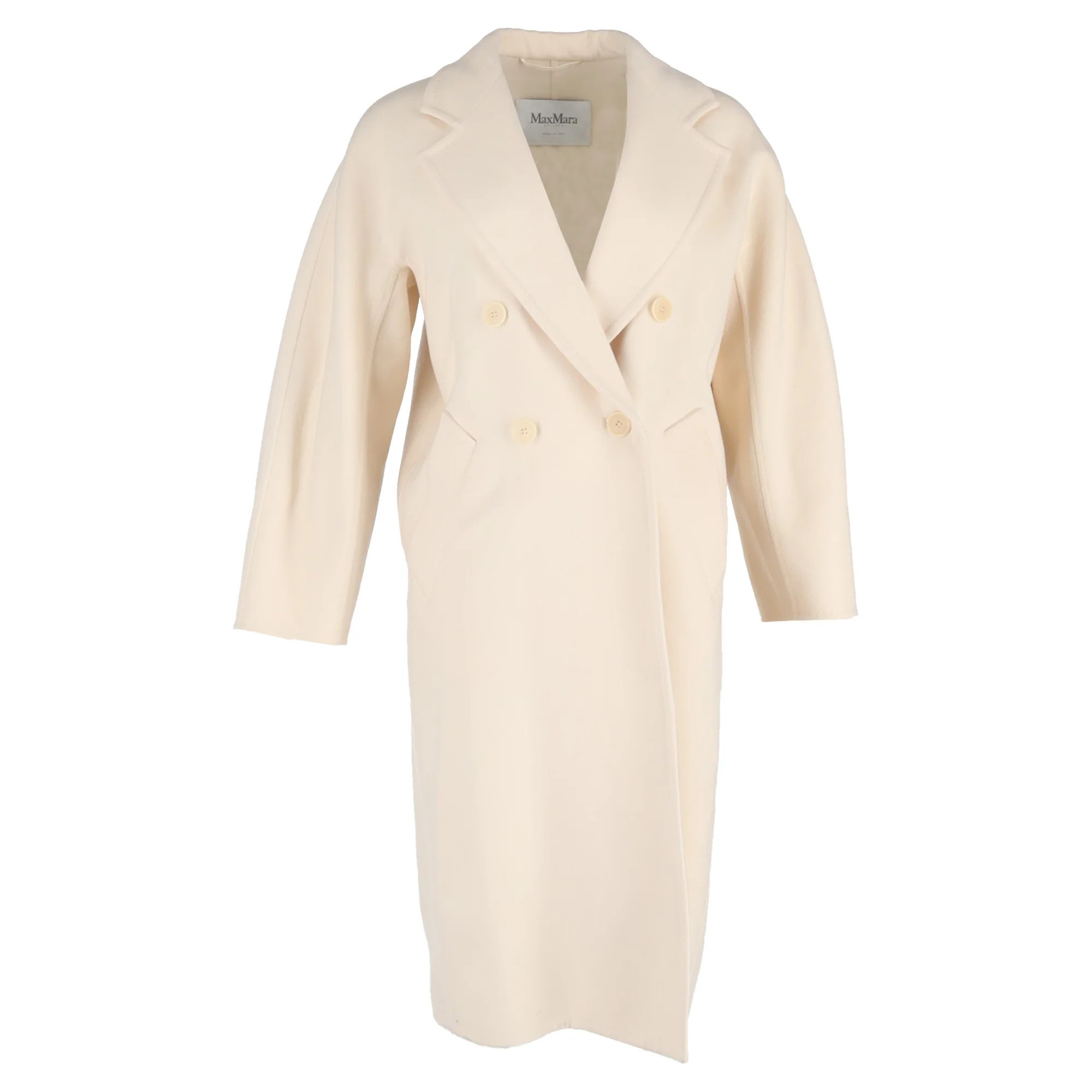 Max Mara Double Breasted Coat in White Cashmere | Shop Simon