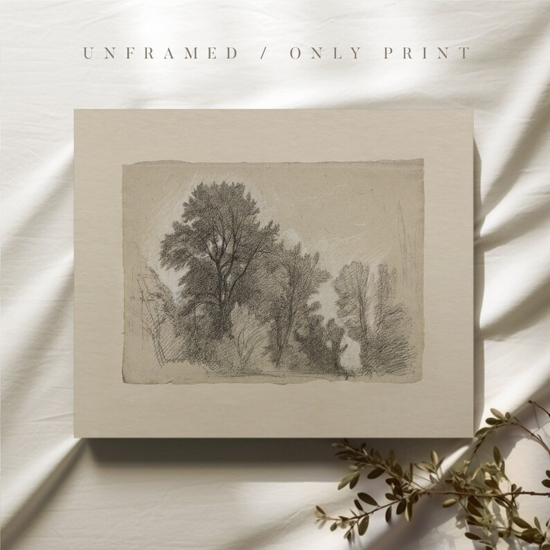 Framed Vintage Print, Vintage Art Prints Framed, Neutral Forest Drawing Print, Antique Wall Art P... | Etsy (US)