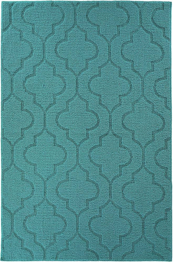 Garland Rug Brentwood Double Quatrefoil Indoor/Outdoor Area Rug, 6 ft x 8 ft, Teal | Amazon (US)