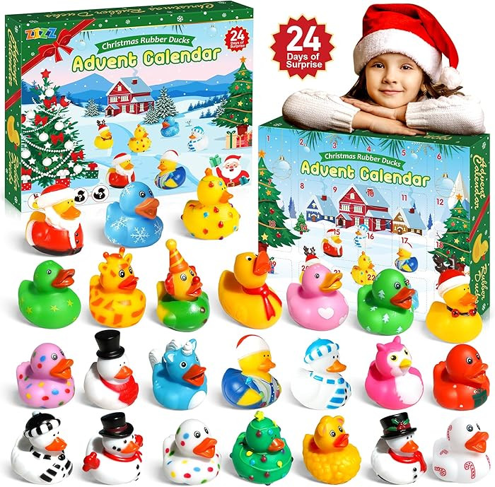 ZIZZ Advent Calendar 2025 Christmas Rubber Ducks: 24 Days Christmas Countdown Calendar Gifts for ... | Amazon (US)