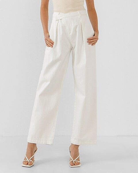 Grey Lab High Waisted Asymmetric Wide Leg Jeans | Express