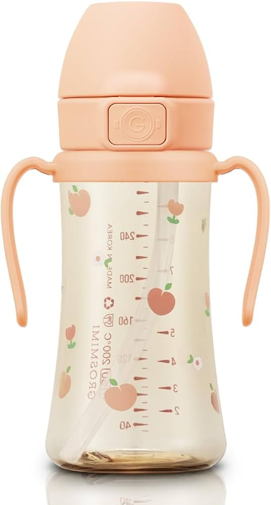 GROSMIMI Flip Top Spill Proof Sippy Cup, PPSU, BPA Free, 10 oz, Stage 2 Straw for Toddlers (Peach... | Amazon (US)