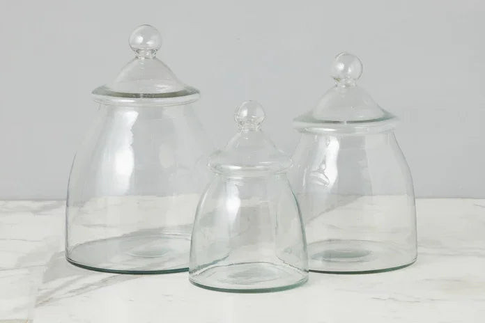 Vintage Glass Bon Bon Jars with Lids, Set of 3 | etúHOME