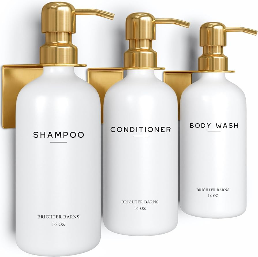 Luxury Shampoo and Conditioner Dispenser Set Wall Mounted by Brighter Barns - Refillable Shampoo ... | Amazon (US)