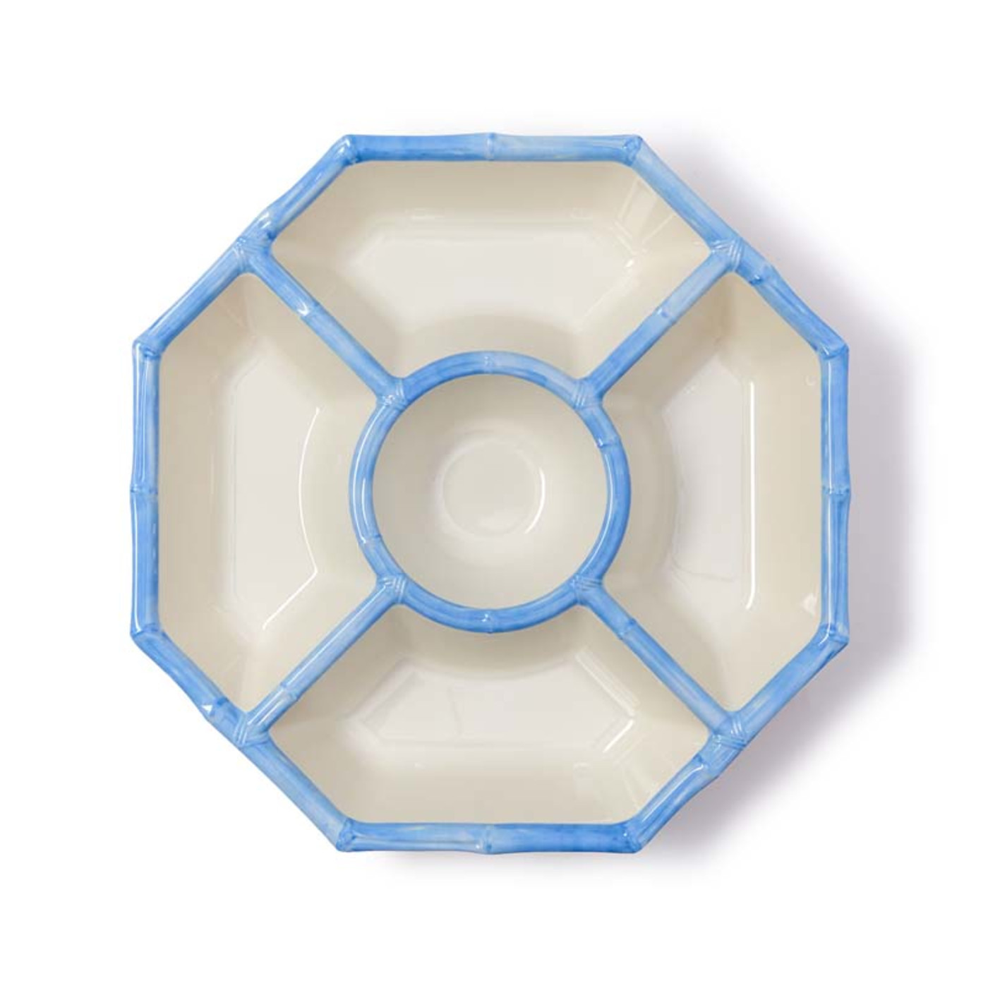 Faux Bamboo Border Melamine Chip & Dip Bowl - Light Blue | The Company Store