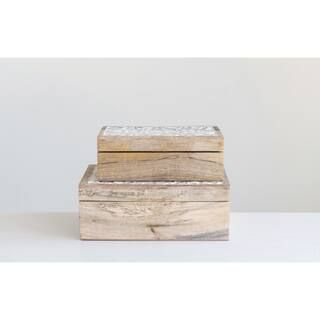 Handcarved & Whitewashed Mango Wood Box Set | Michaels Stores
