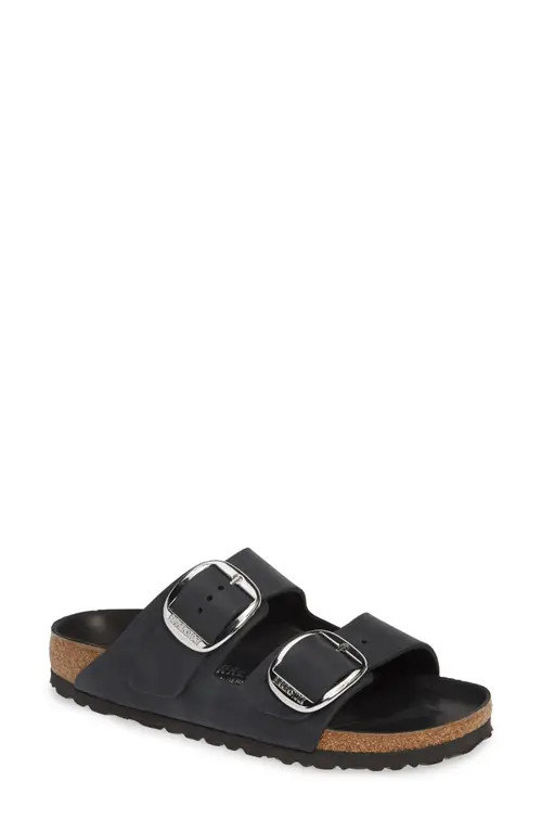 Birkenstock Arizona Big Buckle Slide Sandal in Black Oiled Leather at Nordstrom, Size 10-10.5Us | Nordstrom