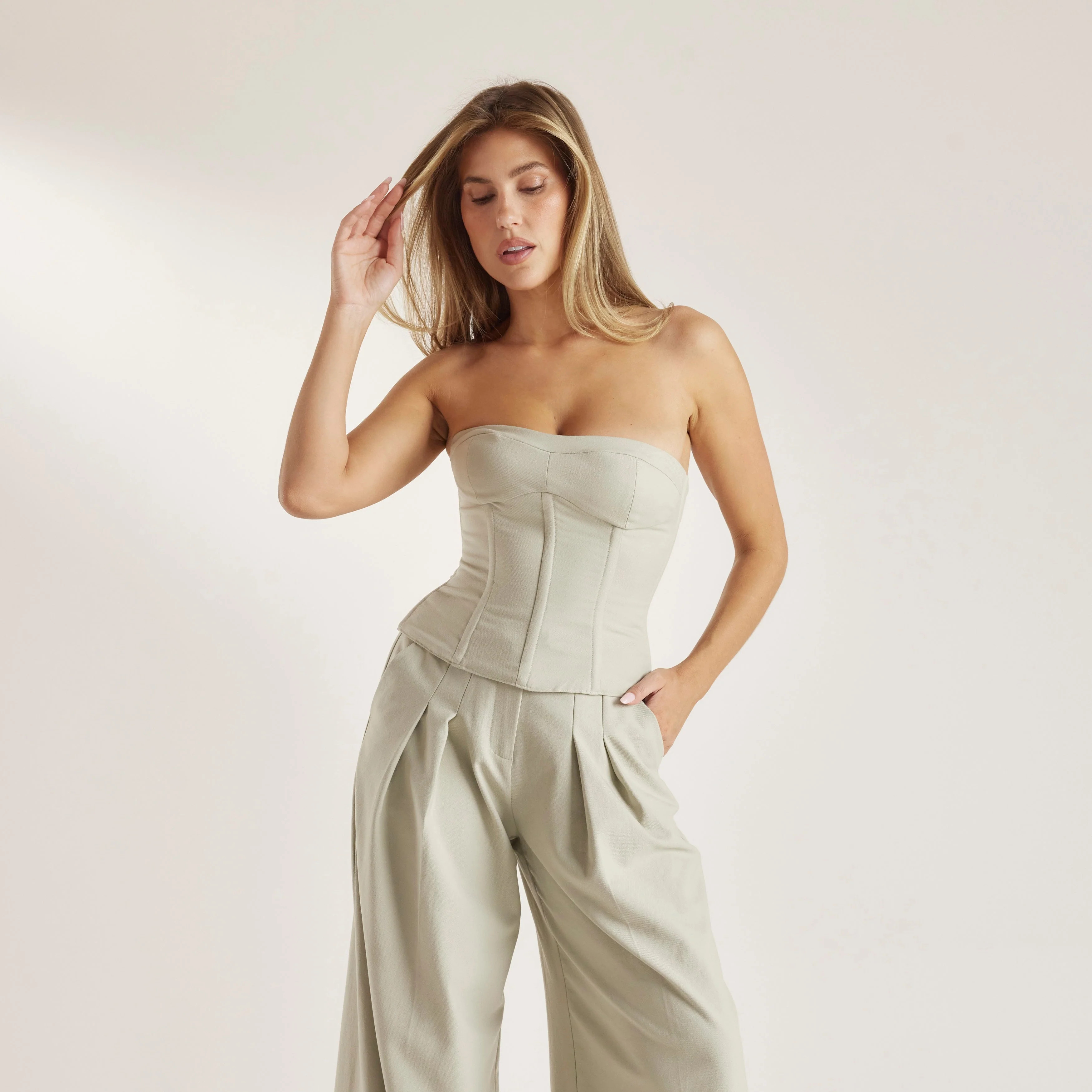 Bandeau Corset Top - Sage | Lounge AUS