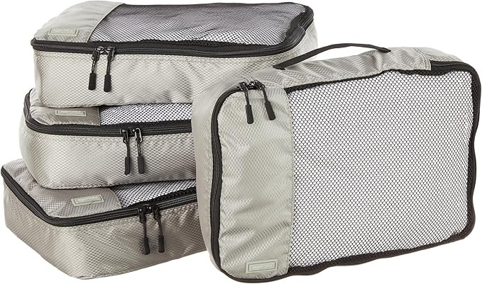 Amazon Basics Medium Packing Cubes for Travel, Packing Organizers, 4-Piece-Set With Double Zipper... | Amazon (US)