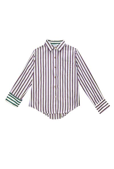 Mel Mixed Button Down Shirt - Lilac & Gold Stripe | Shop BURU