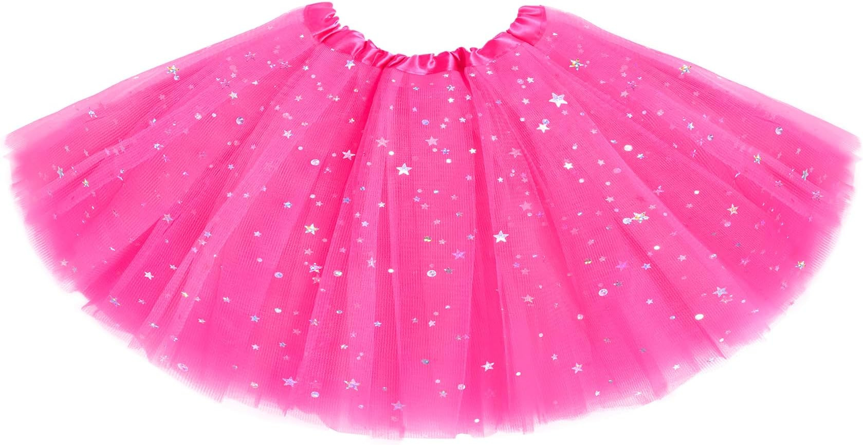 Tutu for Girls Stars Sequins Princess Ballet Dress Tulle Skirt for Girls 4-12 Years 3 Layered | Amazon (US)