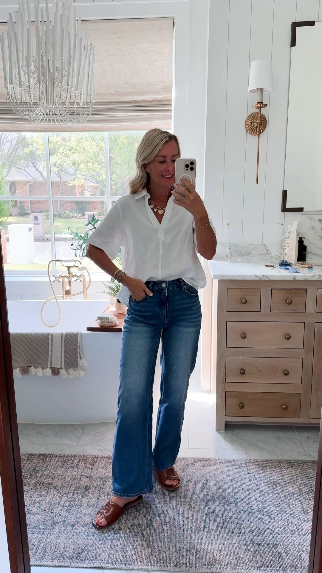 Simple & classic OOTD // this denim is 10/10 & only $50! 

Wearing xs top & 26 jeans 

#LTKOver40 #LTKFindsUnder50