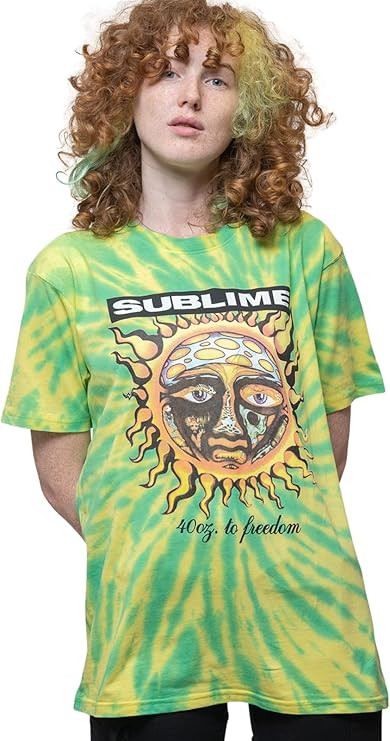 Sublime T Shirt 40Oz to Freedom Band Logo Official Unisex Dip Dye Green Size XXL | Amazon (US)