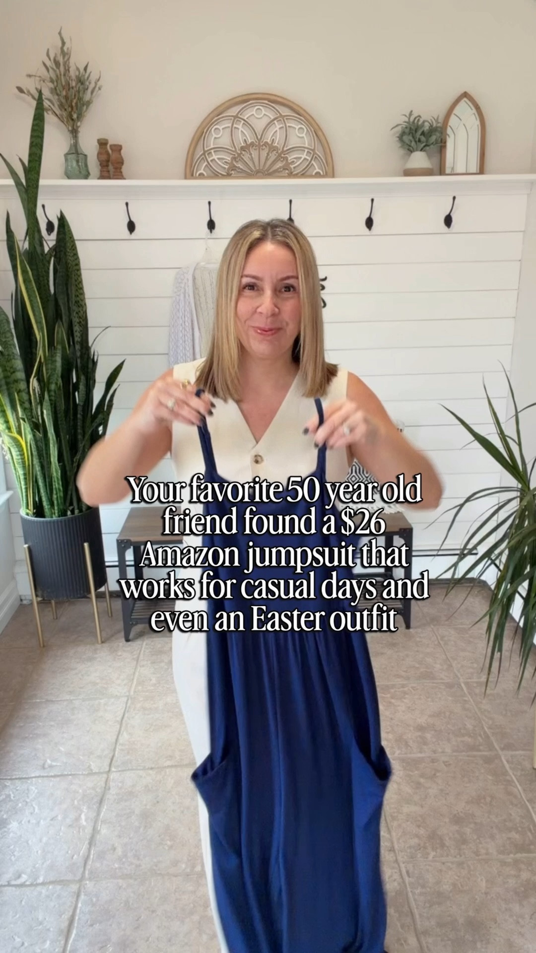 I’m loving this versatile jumpsuit for spring! I styled it Two ways, one way is even to wear as an Easter outfit! I’m wearing a medium and linked similar cardigans as mine is sold out. spring outfits 2026

#LTKPetite #LTKTravel #LTKOver40