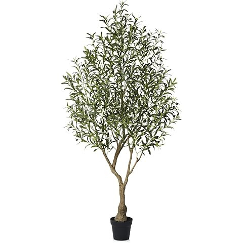 7FT Olive Tree Artificial Indoor, 84in Tall Faux Olive Tree with Pot, Fake Potted Tree with Fruit... | Amazon (US)