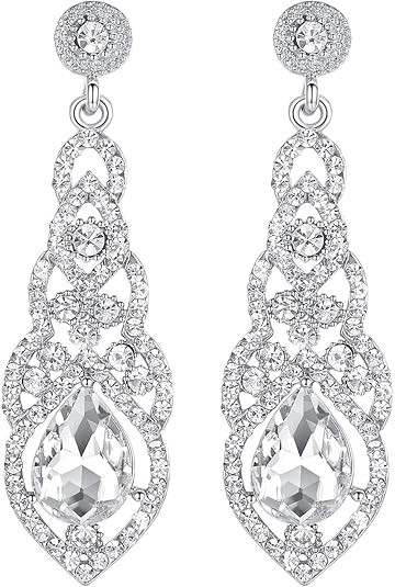 mecresh Women's Alloy Teardrop Crystal Chandelier Dangle Earrings | Amazon (US)