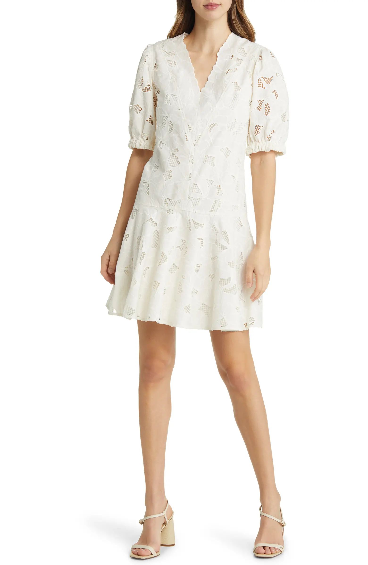 Dennice Puff Sleeve Cotton Blend Dress | Nordstrom