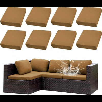 8Pcs Stretch Patio Cushion Covers Waterproof Outdoor Cushion Covers,Outdoor Couch Covers Patio Couch Cover Slipcovers, For Outdoor Furniture Protector | Wayfair North America