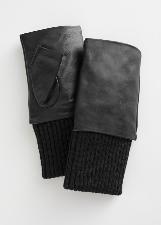 Leather Mitten Fingerless Gloves | & Other Stories UK