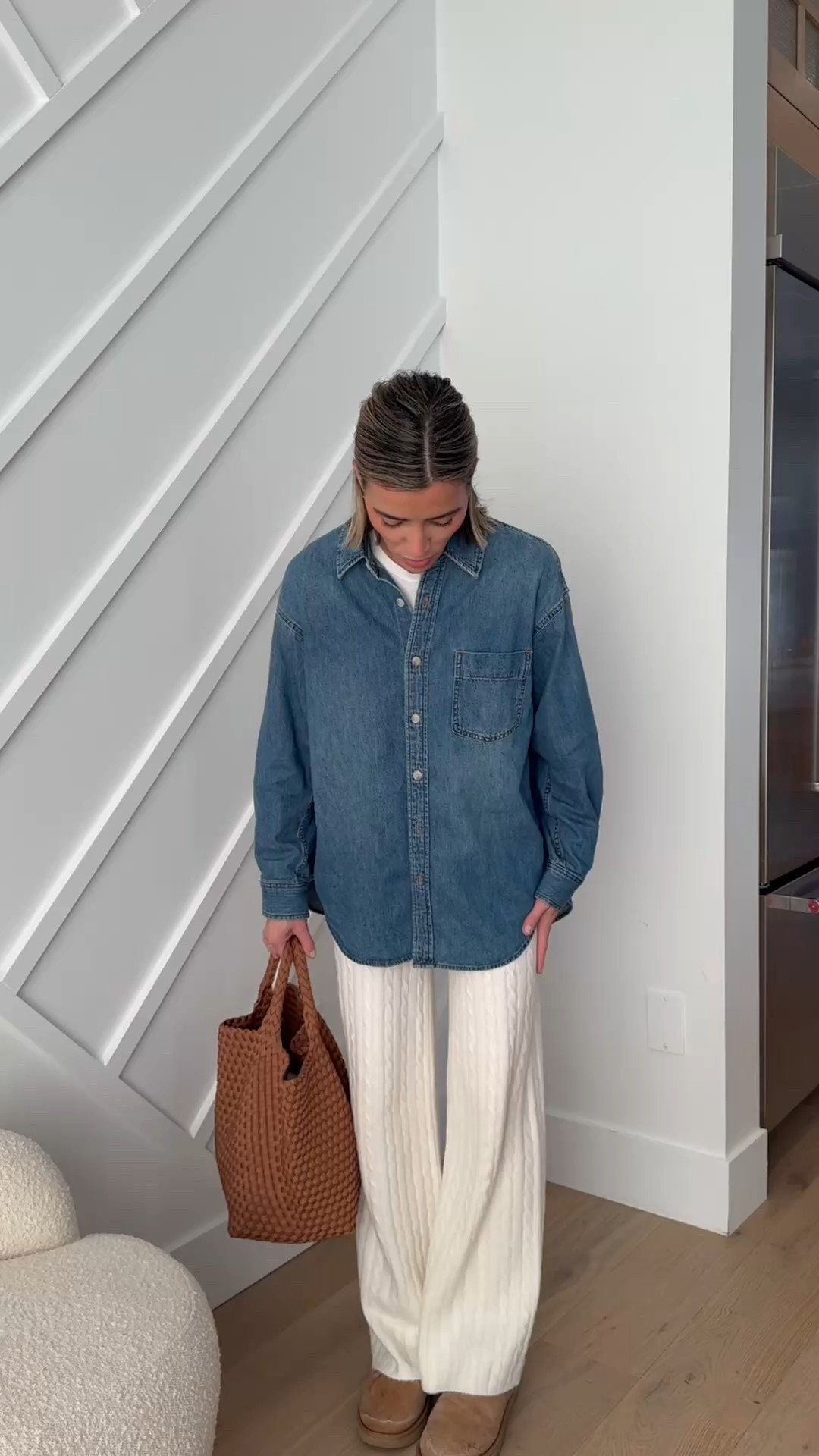 Cable knit sweater pants size XS 
Denim shirt size XS 