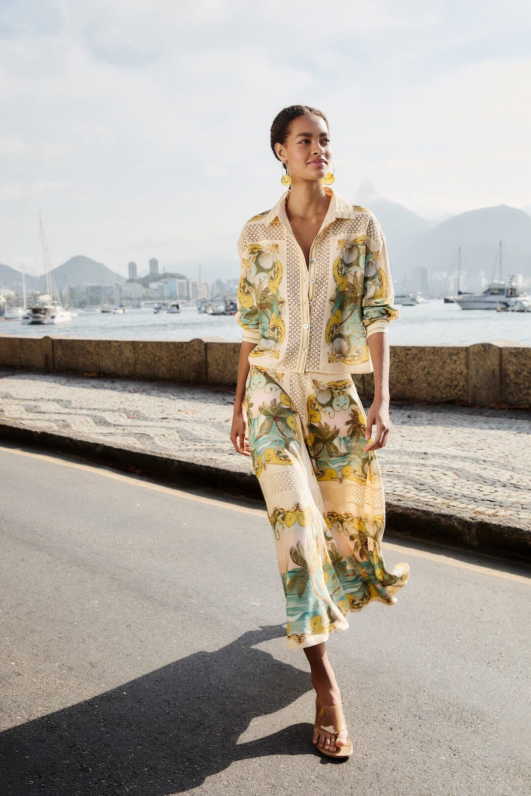 Sand Royal Sea Crochet Lenzing Ecovero Euroflax Midi Skirt | FARM Rio | FarmRio (US)