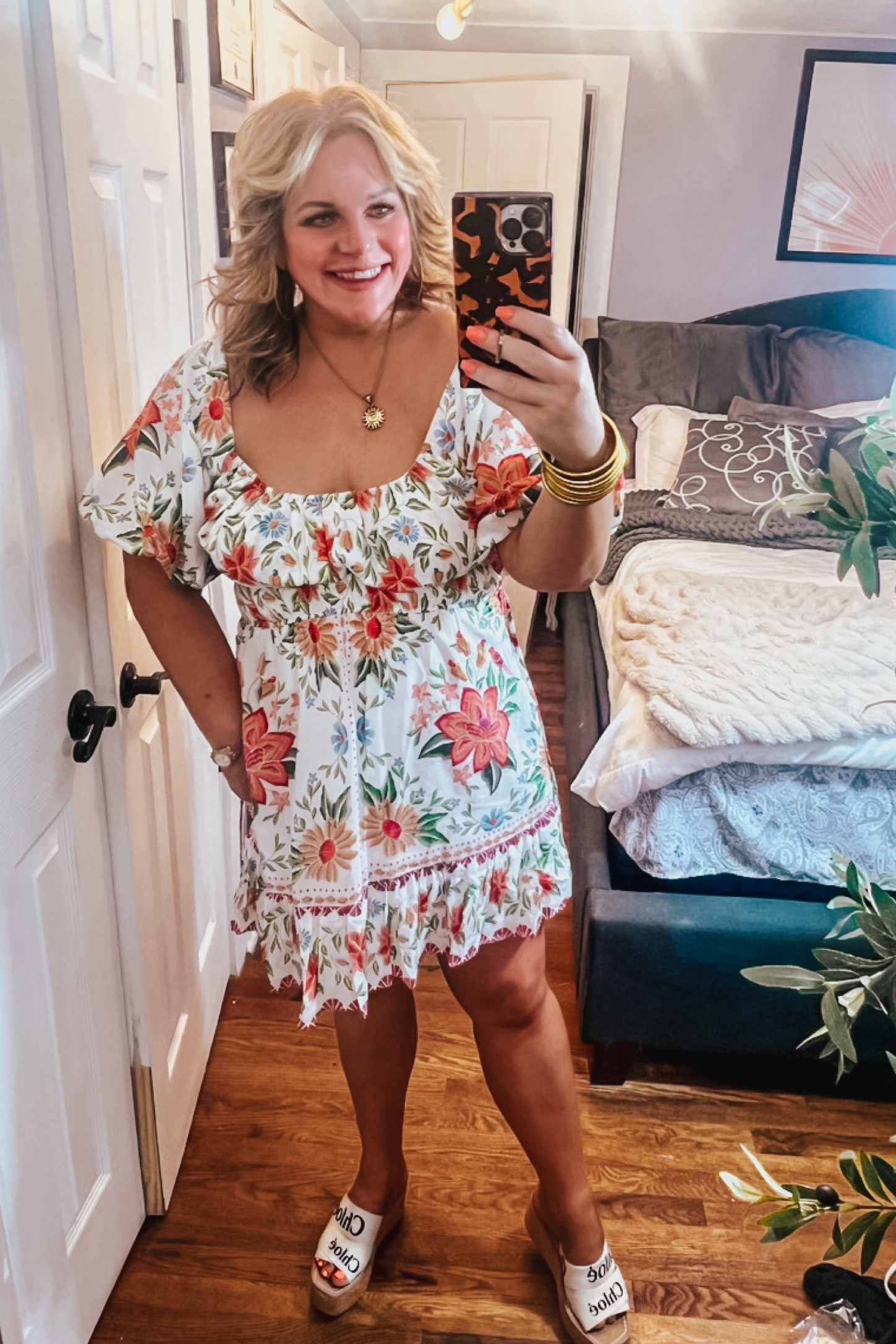 Is anyone else in their Farm Rio era?
For so many reasons, I’m obsessed with this brand. When I saw this dress, I HAD to get it. It’s light weight, flowing and breathable, ideal for this heat. The print is typical Farm Rio, sunny and happy. This dress is pull on, I have no desire to deal with zippers and buttons in the summer.
Fits true to size. It would be a perfect vacation dress or date night dress. I can just see this dress being perfect at the beach during the day, then for a night out.
Vacation dress, vacation outfit, travel outfit, sundress, summer outfits, night out, date night, girls night , sandals, concert outfit 

#LTKSeasonal #LTKTravel #LTKParties